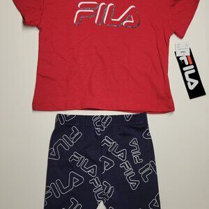 Girls short set, Fila, size 4t, red and black,  new with tags